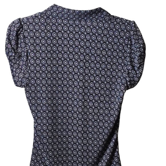 HeartSoul Women's Black/White Geometric Ruffle Neck Top | Size Large NWT - Picture 7 of 13